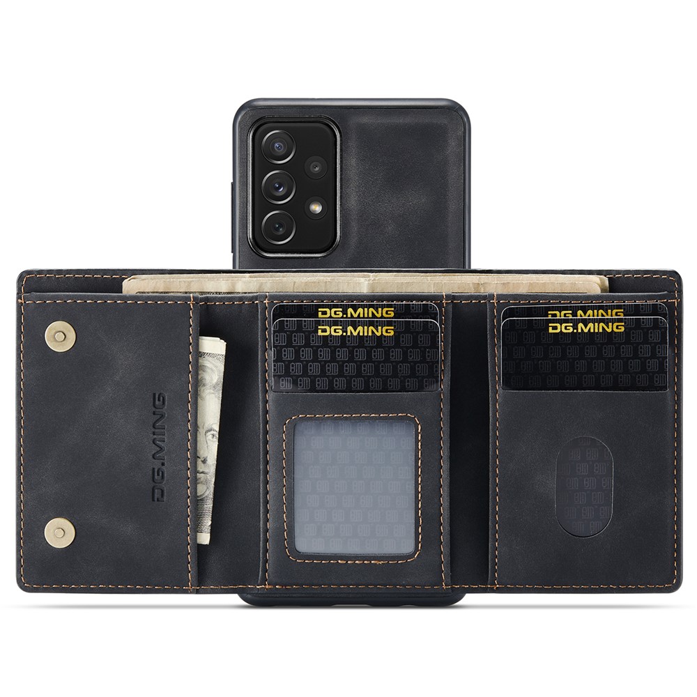 DG.MING M1 Series Anti-fall Detachable 2-in-1 Wallet Phone Case Shockproof Phone Protector Support Wireless Charging for Samsung Galaxy A33 5G - Black-5