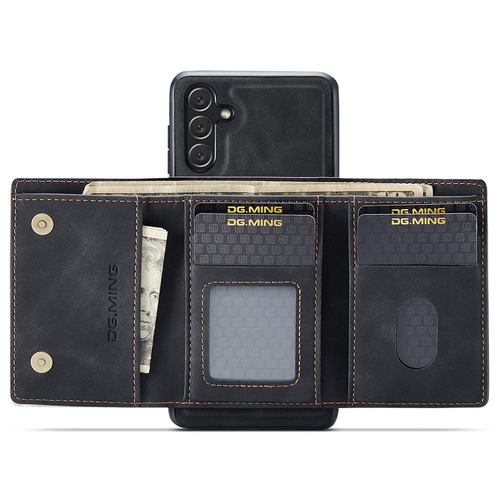 DG.MING M1 Series Support Wireless Charging Detachable 2-in-1 Wallet Drop-proof Mobile Phone Case for Samsung Galaxy A53 5G - Black-6