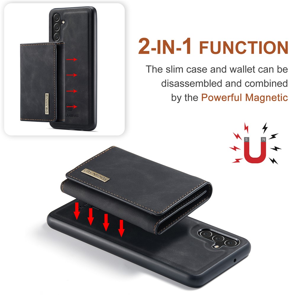 DG.MING M1 Series Support Wireless Charging Detachable 2-in-1 Wallet Drop-proof Mobile Phone Case for Samsung Galaxy A53 5G - Black-8