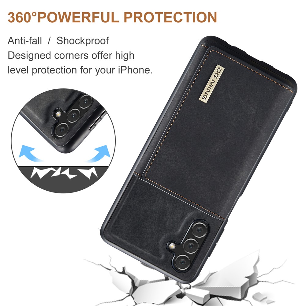 DG.MING M1 Series Support Wireless Charging Detachable 2-in-1 Wallet Drop-proof Mobile Phone Case for Samsung Galaxy A53 5G - Black-9