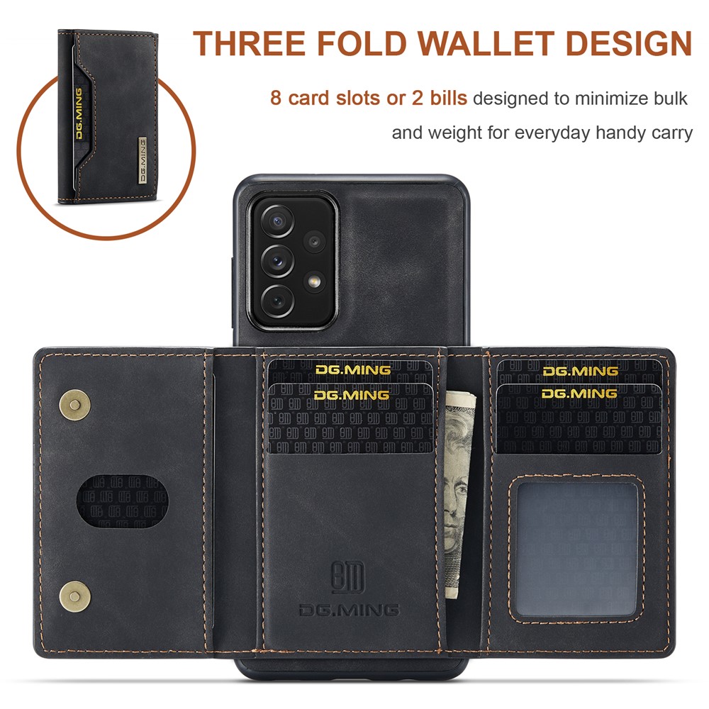 DG.MING M2 Series Detachable Wallet Phone Case 2-in-1 Wireless Charging All-Inclusive Hybrid Phone Protector for Samsung Galaxy A73 5G - Black-10