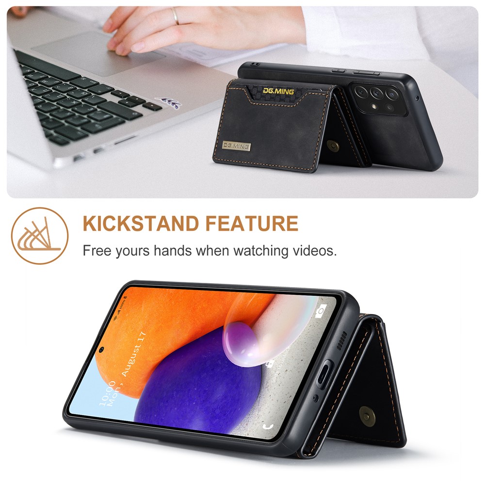 DG.MING M2 Series Detachable Wallet Phone Case 2-in-1 Wireless Charging All-Inclusive Hybrid Phone Protector for Samsung Galaxy A73 5G - Black-5