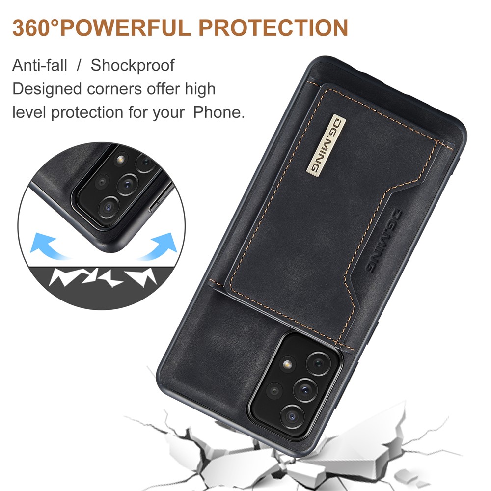 DG.MING M2 Series Detachable Wallet Phone Case 2-in-1 Wireless Charging All-Inclusive Hybrid Phone Protector for Samsung Galaxy A73 5G - Black-7