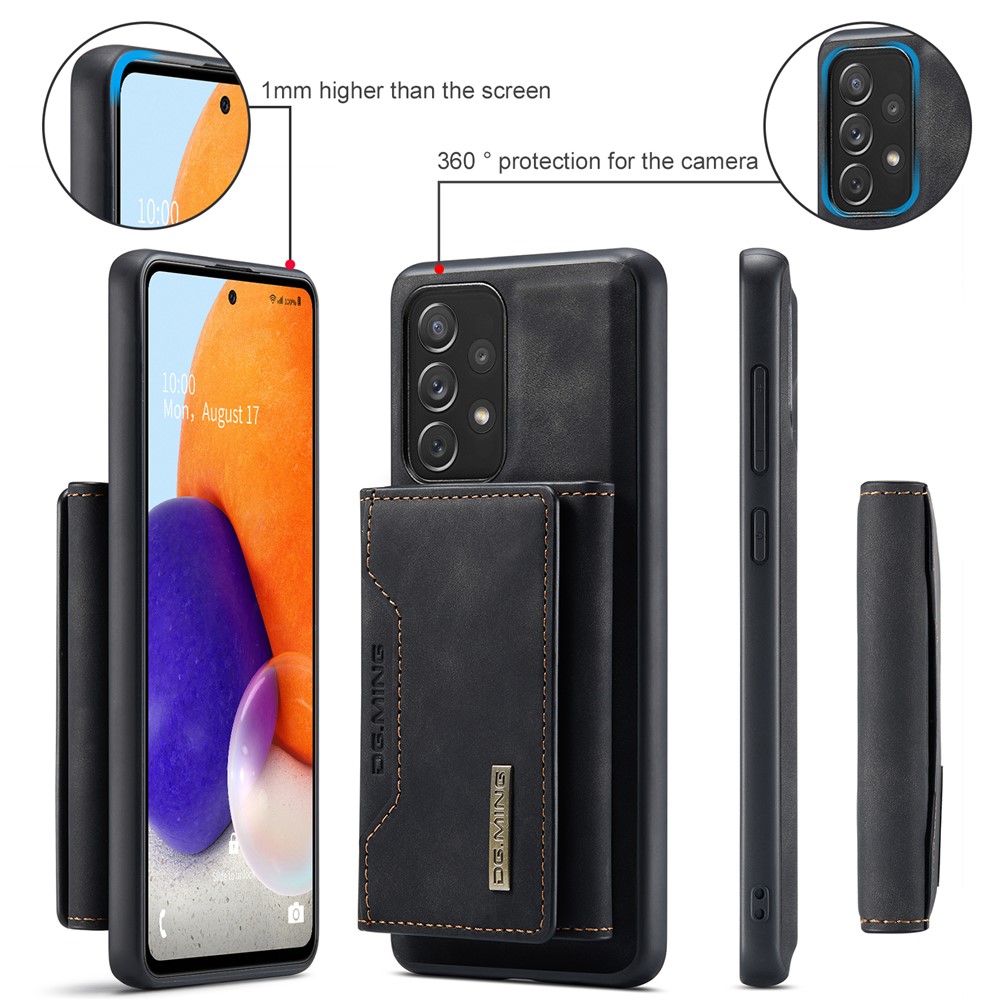 DG.MING M2 Series Detachable Wallet Phone Case 2-in-1 Wireless Charging All-Inclusive Hybrid Phone Protector for Samsung Galaxy A73 5G - Black-9