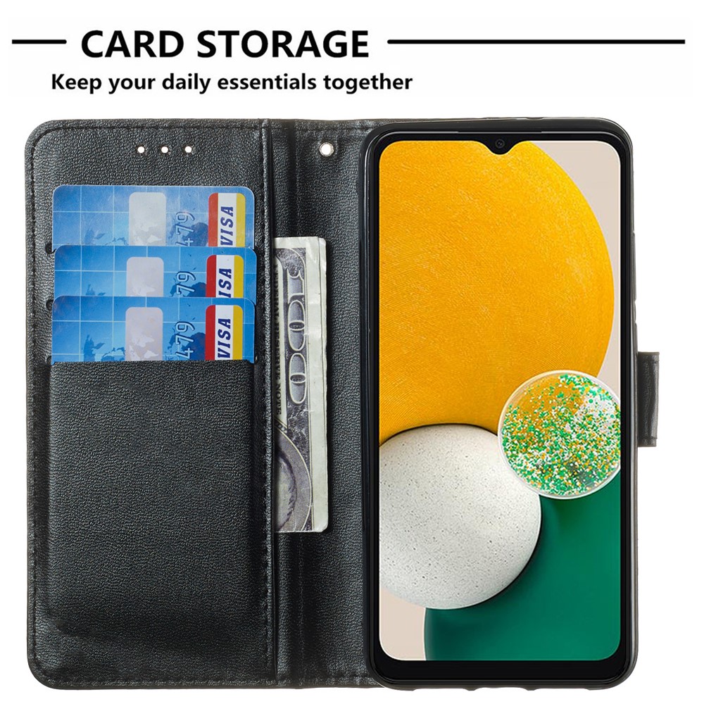 Solid Color Magnetic Closure Flip Scratch Proof Leather Protective Wallet Shell Horizontal Stand Case for Samsung Galaxy A53 5G - Black-4