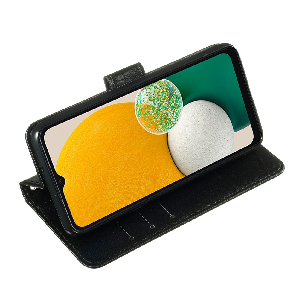 Solid Color Magnetic Closure Flip Scratch Proof Leather Protective Wallet Shell Horizontal Stand Case for Samsung Galaxy A53 5G - Black-5