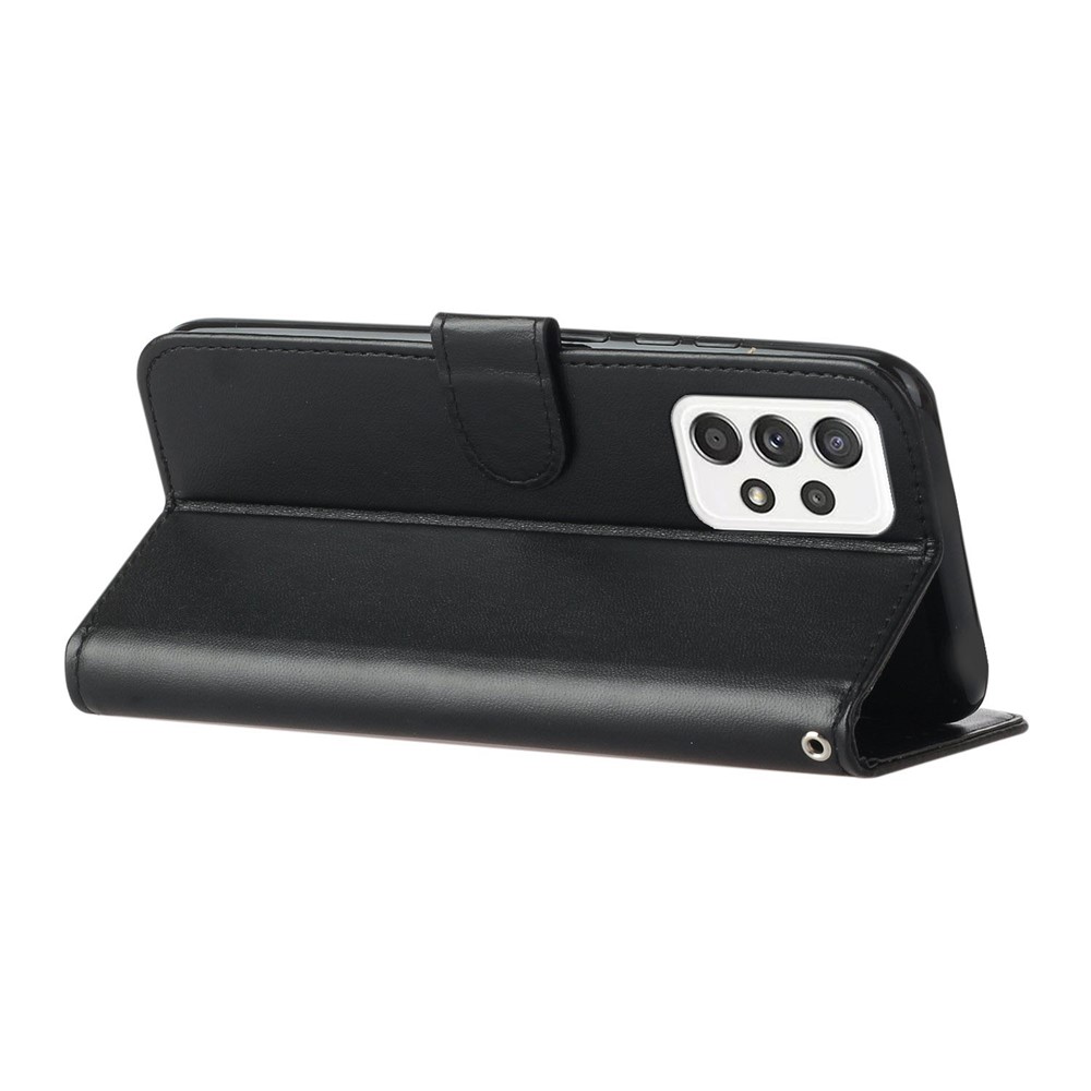 Solid Color Magnetic Closure Flip Scratch Proof Leather Protective Wallet Shell Horizontal Stand Case for Samsung Galaxy A53 5G - Black-6