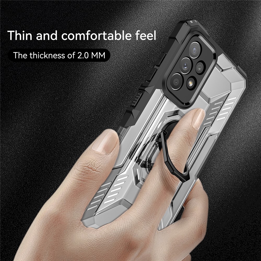RUGGED SHIELD Ring Kickstand Anti-fall Hard PC + Soft TPU Hybrid Mobile Phone Shell Cover for Samsung Galaxy A72 4G/5G - Black-3