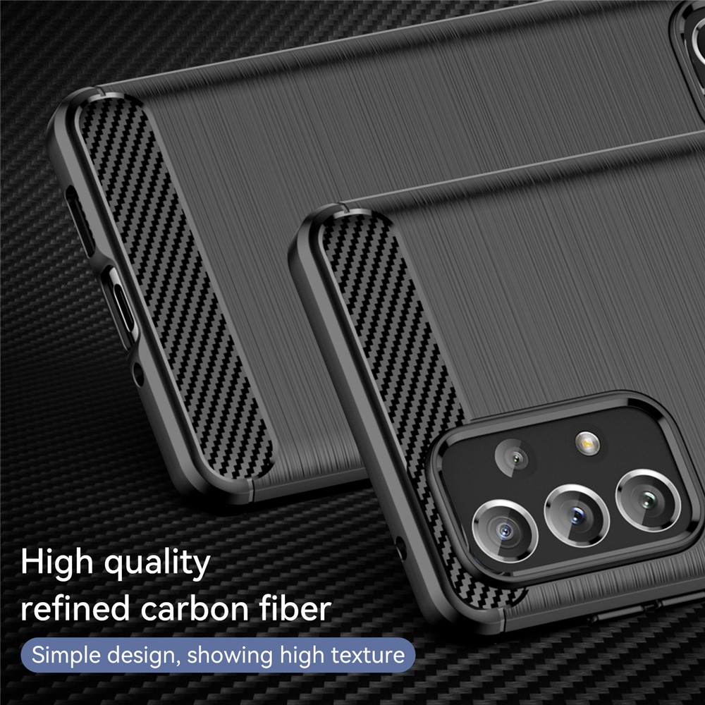 Anti-scratch Shockproof TPU Case Brushed Surface Carbon Fiber Texture Phone Cover for Samsung Galaxy A73 5G - Black-2