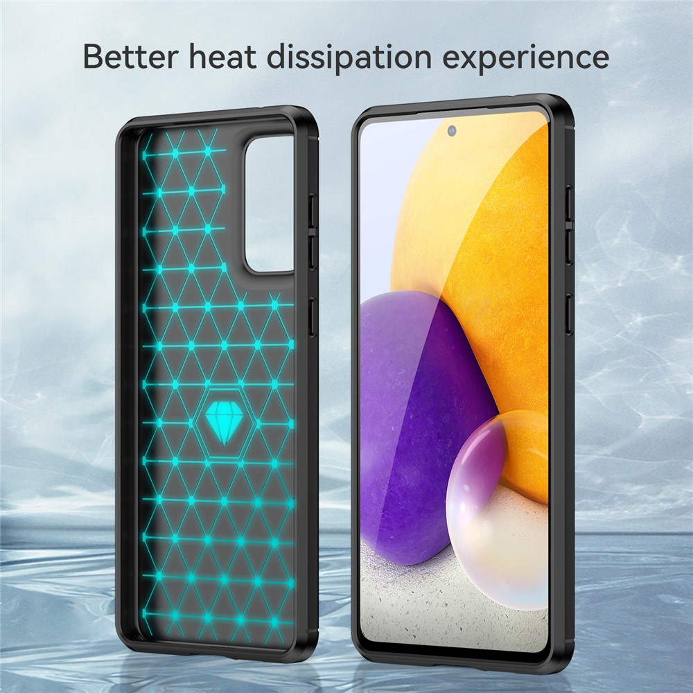 Anti-scratch Shockproof TPU Case Brushed Surface Carbon Fiber Texture Phone Cover for Samsung Galaxy A73 5G - Black-5