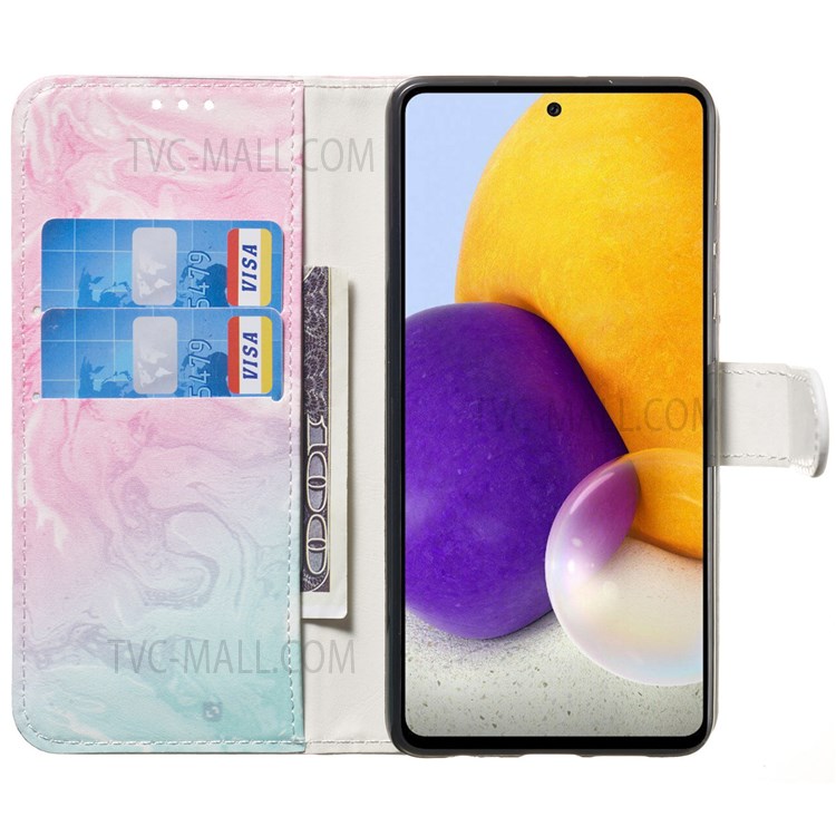 Pattern Printing Wallet Stand PU Leather + TPU Well-protected Phone Case Cover for Samsung Galaxy A53 5G - Pink/Green-4