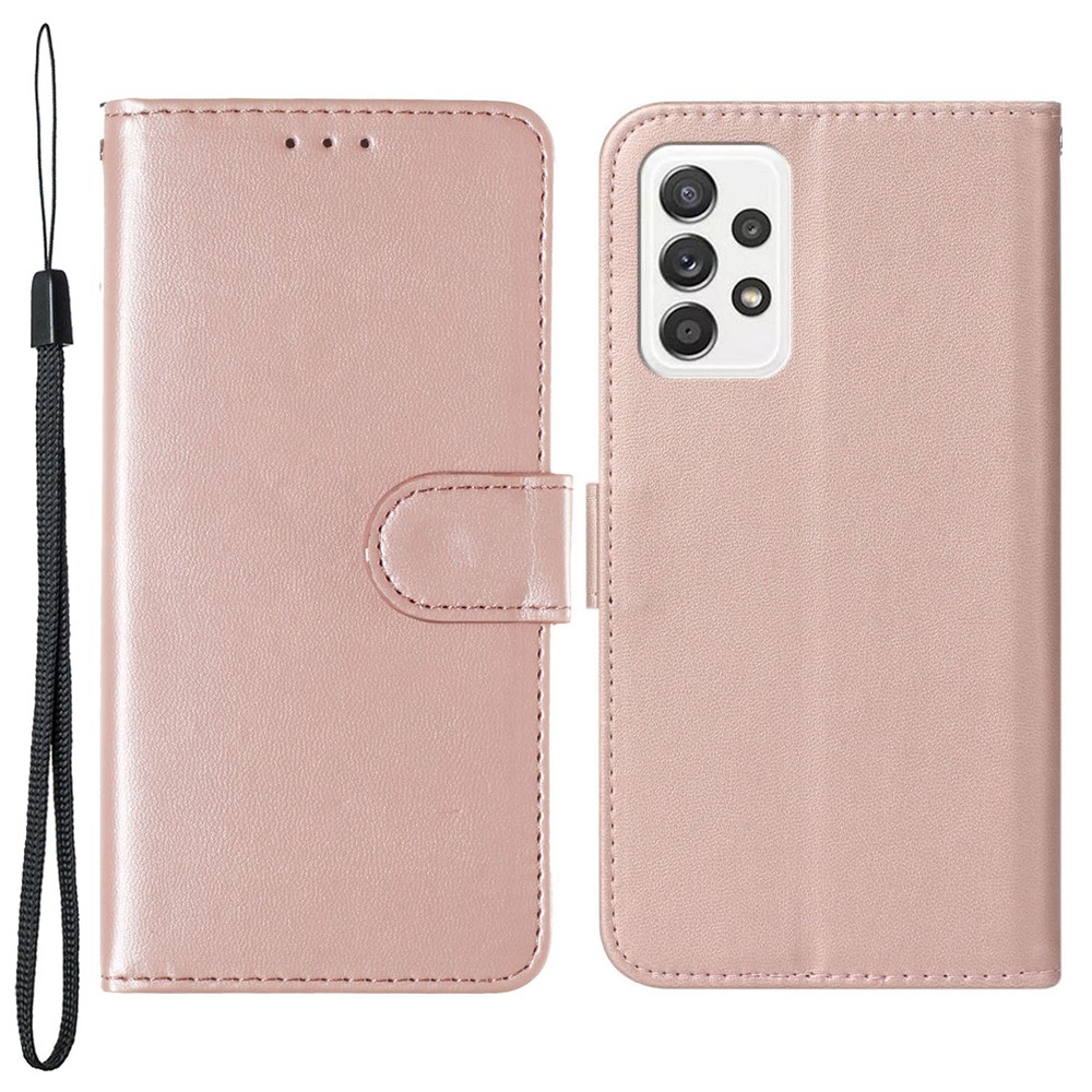 Anti-drop Solid Color Magnetic Closure Flip Leather Protective Wallet Shell Horizontal Stand Case for Samsung Galaxy A33 5G - Rose Gold-1