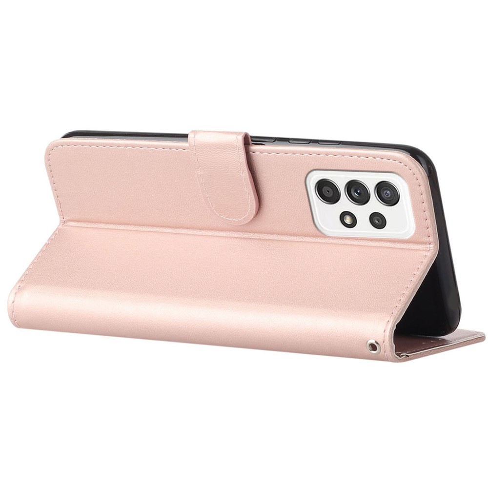 Anti-drop Solid Color Magnetic Closure Flip Leather Protective Wallet Shell Horizontal Stand Case for Samsung Galaxy A33 5G - Rose Gold-6