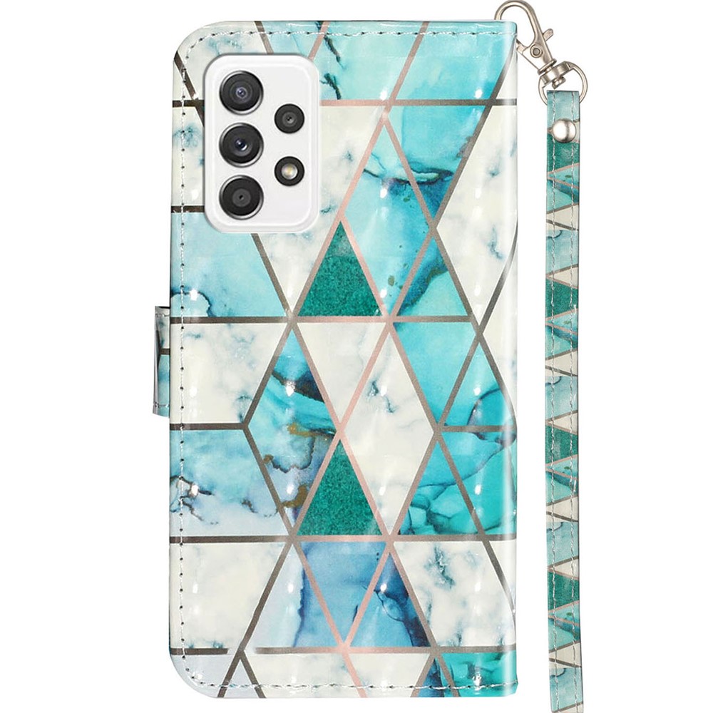 Folio Flip Pattern Printing Scratch Proof Leather Wallet Phone Case Cover with Stand for Samsung Galaxy A33 5G - Marble-3