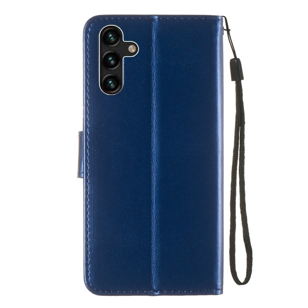 Solid Color Magnetic Closure Flip Leather Protective Wallet Shell Case with Foldable Stand for Samsung Galaxy S22 5G - Blue-3