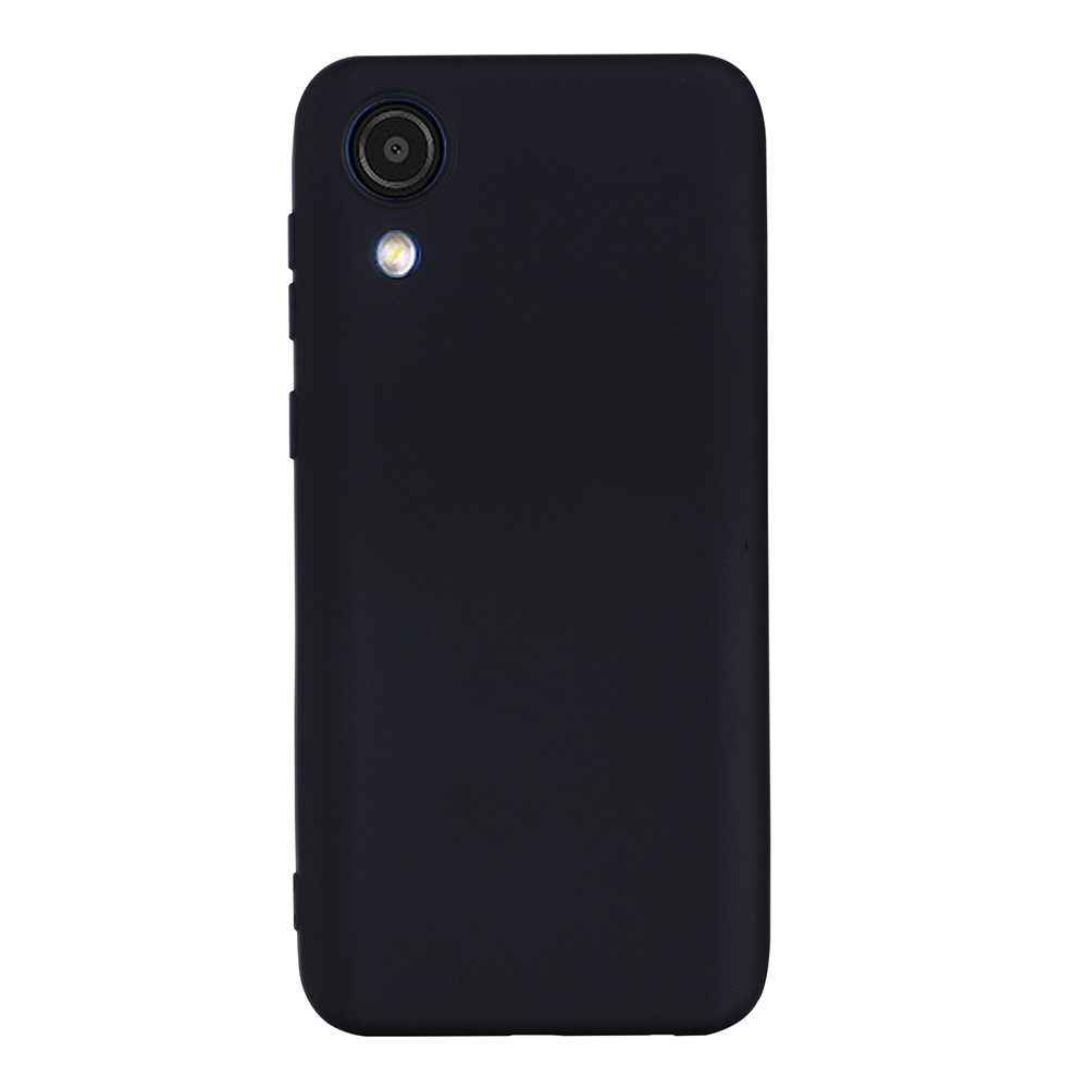 Liquid Silicone Smooth Soft Microfiber Lining Cushion Phone Case with Strap for Samsung Galaxy A03 Core - Black-3