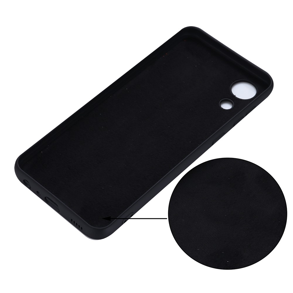 Liquid Silicone Smooth Soft Microfiber Lining Cushion Phone Case with Strap for Samsung Galaxy A03 Core - Black-4