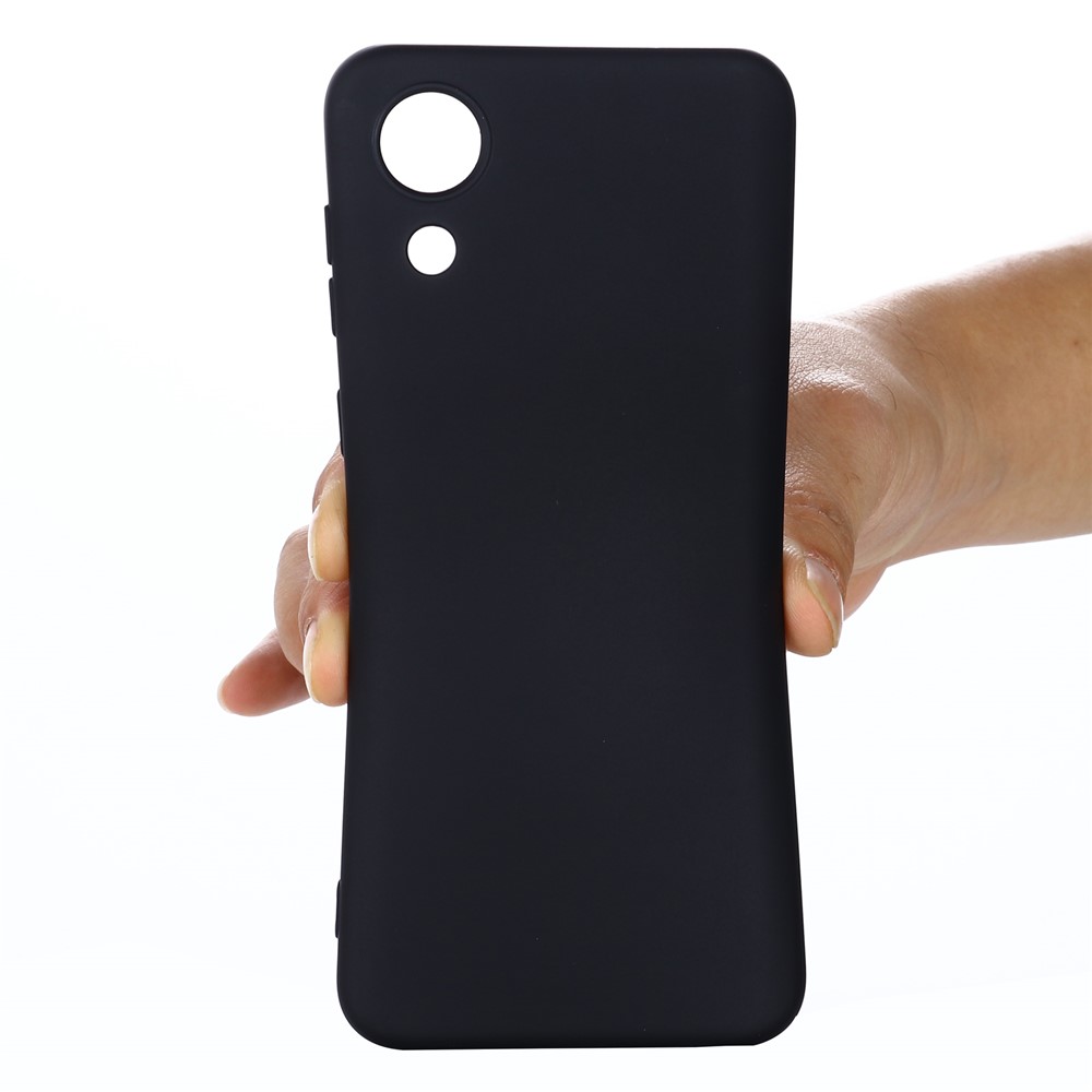 Liquid Silicone Smooth Soft Microfiber Lining Cushion Phone Case with Strap for Samsung Galaxy A03 Core - Black-6