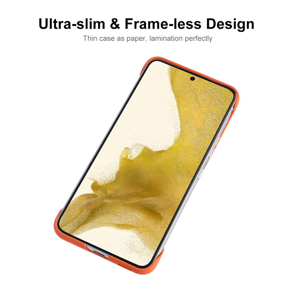 ENKAY Fingerprint-proof Rubberized Matte Frameless Anti-scratch Hard PC Phone Case Shell for Samsung Galaxy S22 5G - Orange-2