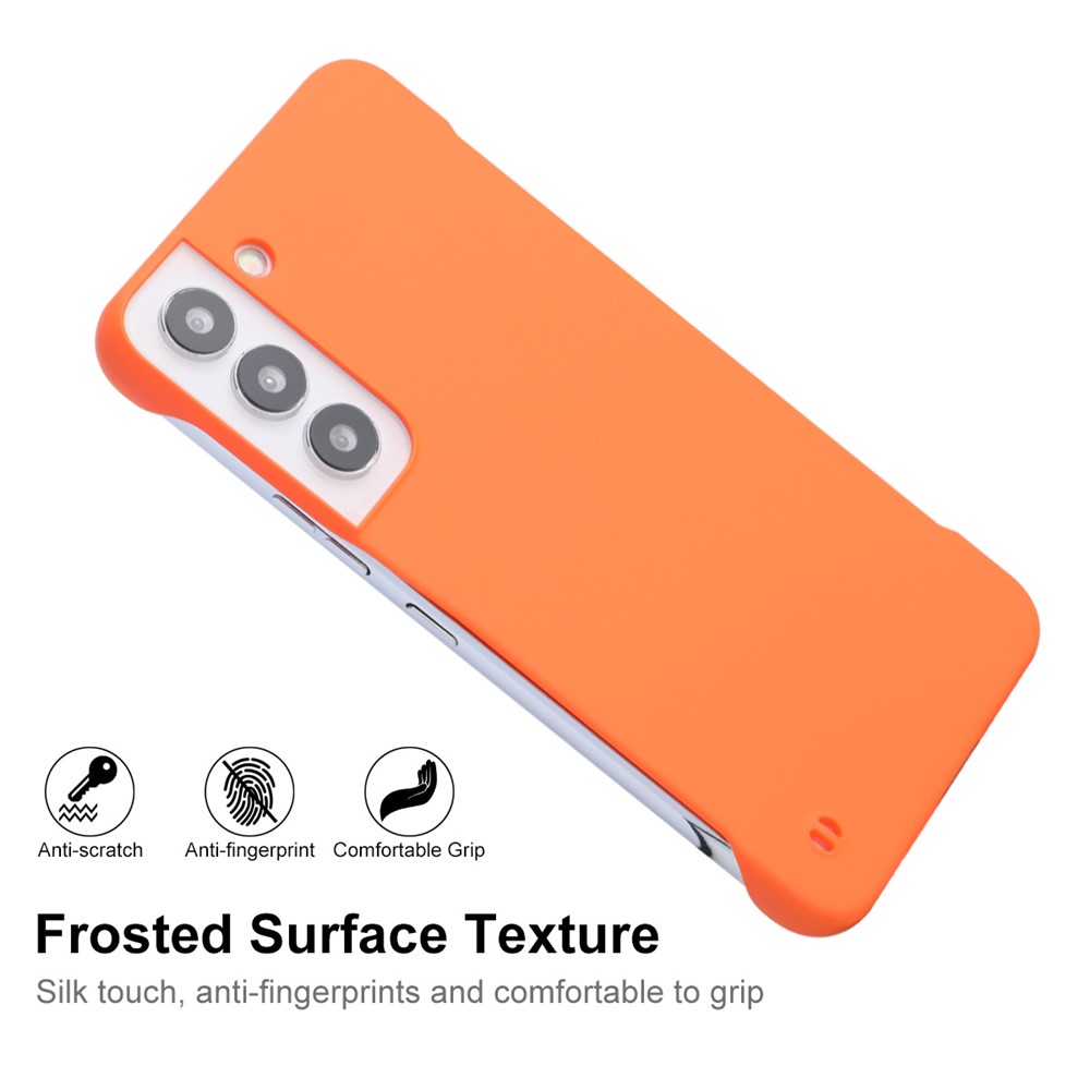 ENKAY Fingerprint-proof Rubberized Matte Frameless Anti-scratch Hard PC Phone Case Shell for Samsung Galaxy S22 5G - Orange-3