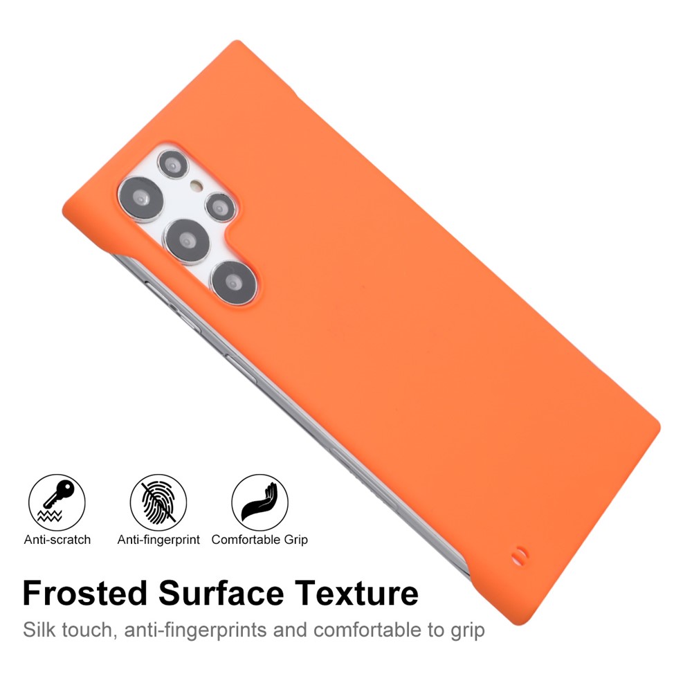 ENKAY Anti-scratch Rubberized Matte Frameless Hard PC Phone Case Shell for Samsung Galaxy S22 Ultra 5G - Orange-3