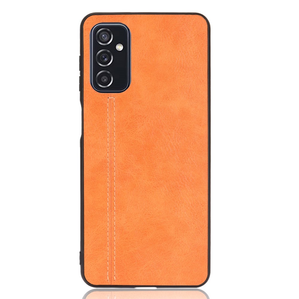 Stitching Line Retro Textured Drop Proof PU Leather Coated PC + TPU Phone Cover Case for Samsung Galaxy M52 5G - Yellow-2
