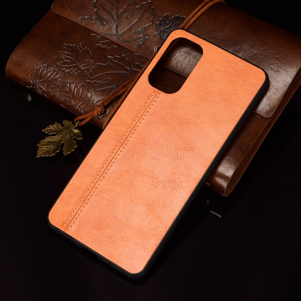 Stitching Line Retro Textured Drop Proof PU Leather Coated PC + TPU Phone Cover Case for Samsung Galaxy M52 5G - Yellow-8