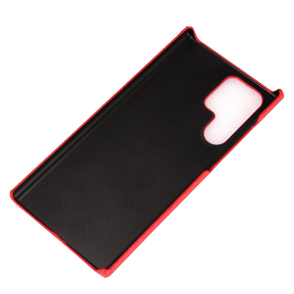 For Samsung Galaxy S22 Ultra 5G Crocodile Texture Shockproof PU Leather + PC Phone Case Cover - Red-6