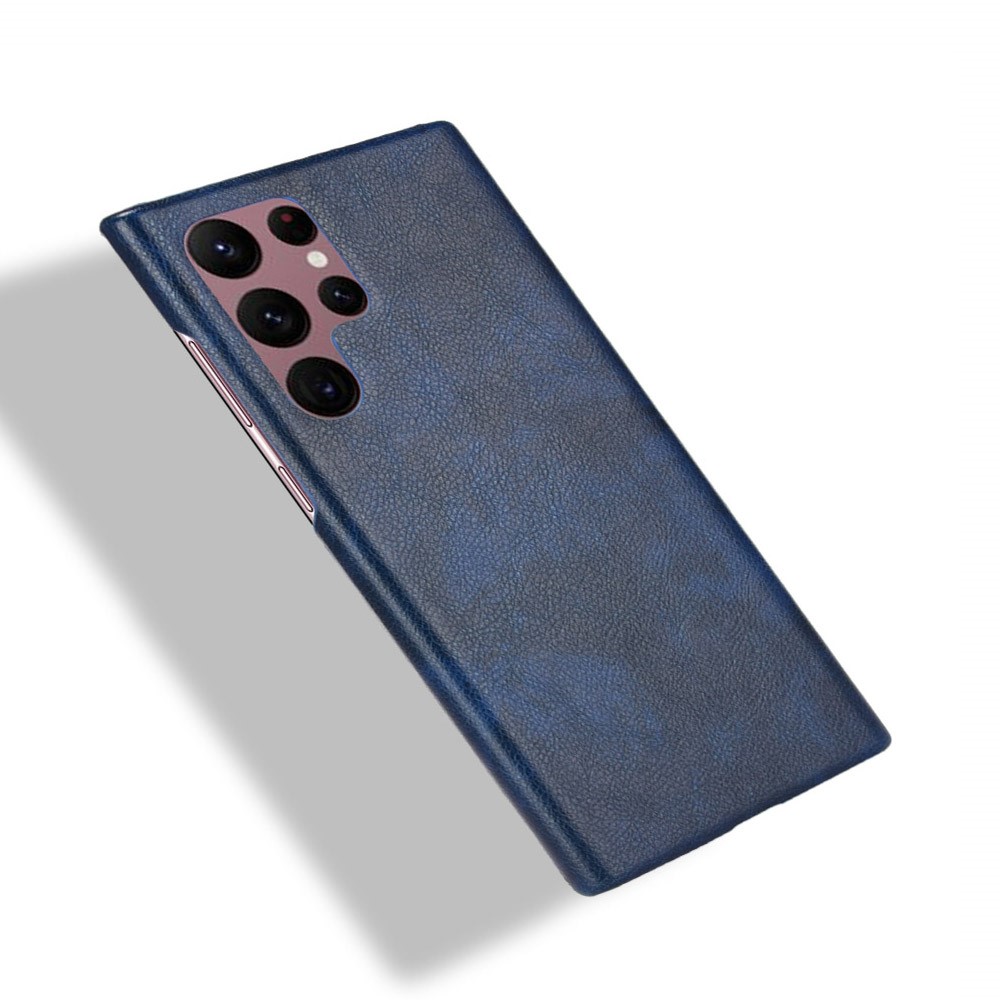 For Samsung Galaxy S22 Ultra 5G Litchi Texture PU Leather Coated Hard PC Phone Case Protective Cover - Blue-4