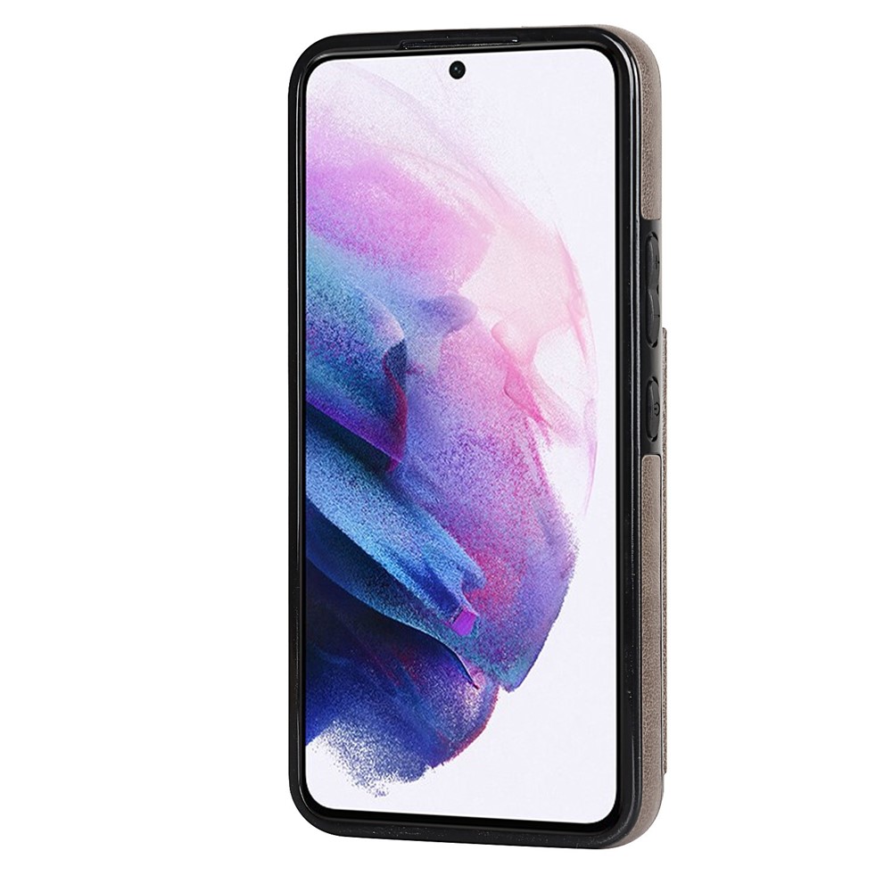 For Samsung Galaxy S22 5G Card Holder Scratch-resistant PU Leather Coated TPU Phone Case Imprinted Mandala Flower Kickstand Phone Cover for Samsung Galaxy S22 Ultra 5G - Grey-4