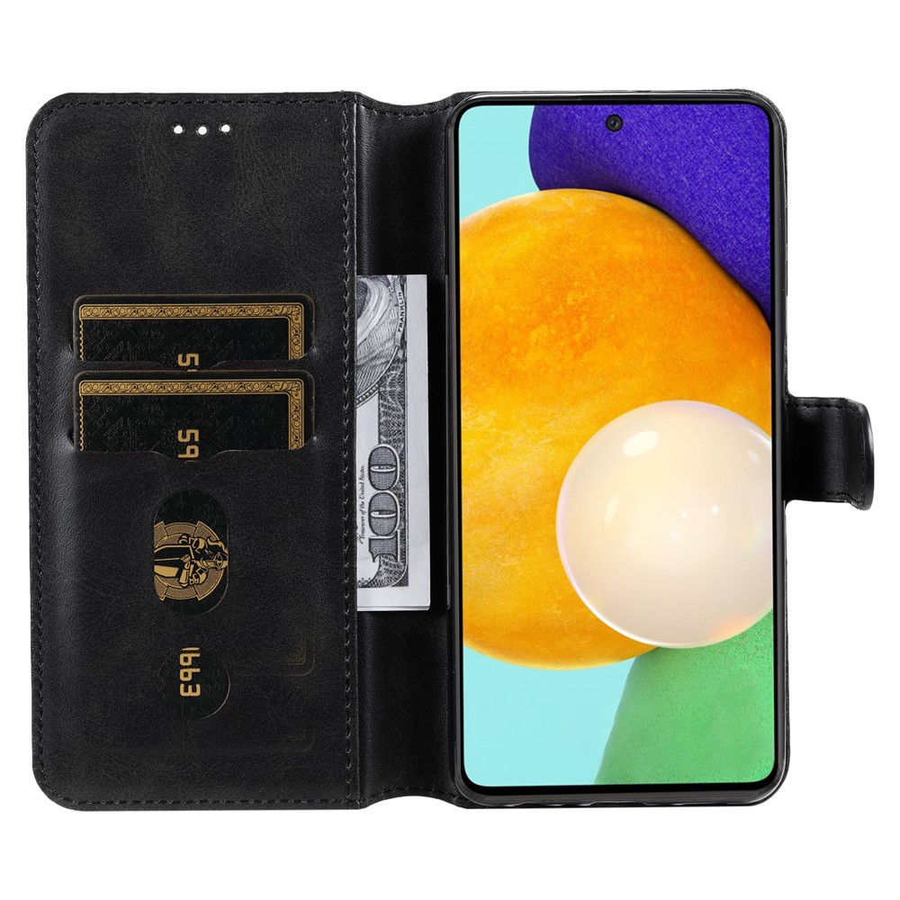 Shockproof Wallet Stand PU Leather + TPU Mobile Phone Cover Case for Samsung Galaxy A73 5G - Black-3