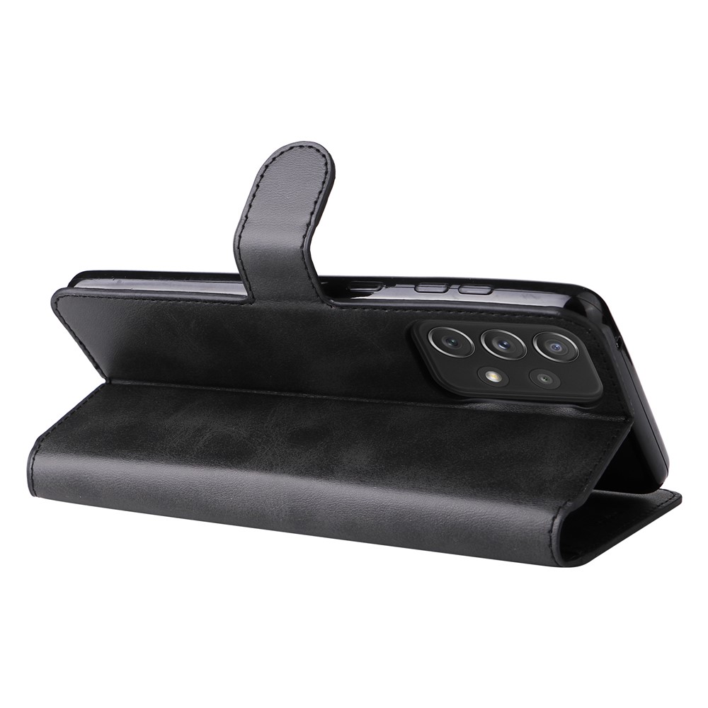 Shockproof Wallet Stand PU Leather + TPU Mobile Phone Cover Case for Samsung Galaxy A73 5G - Black-4