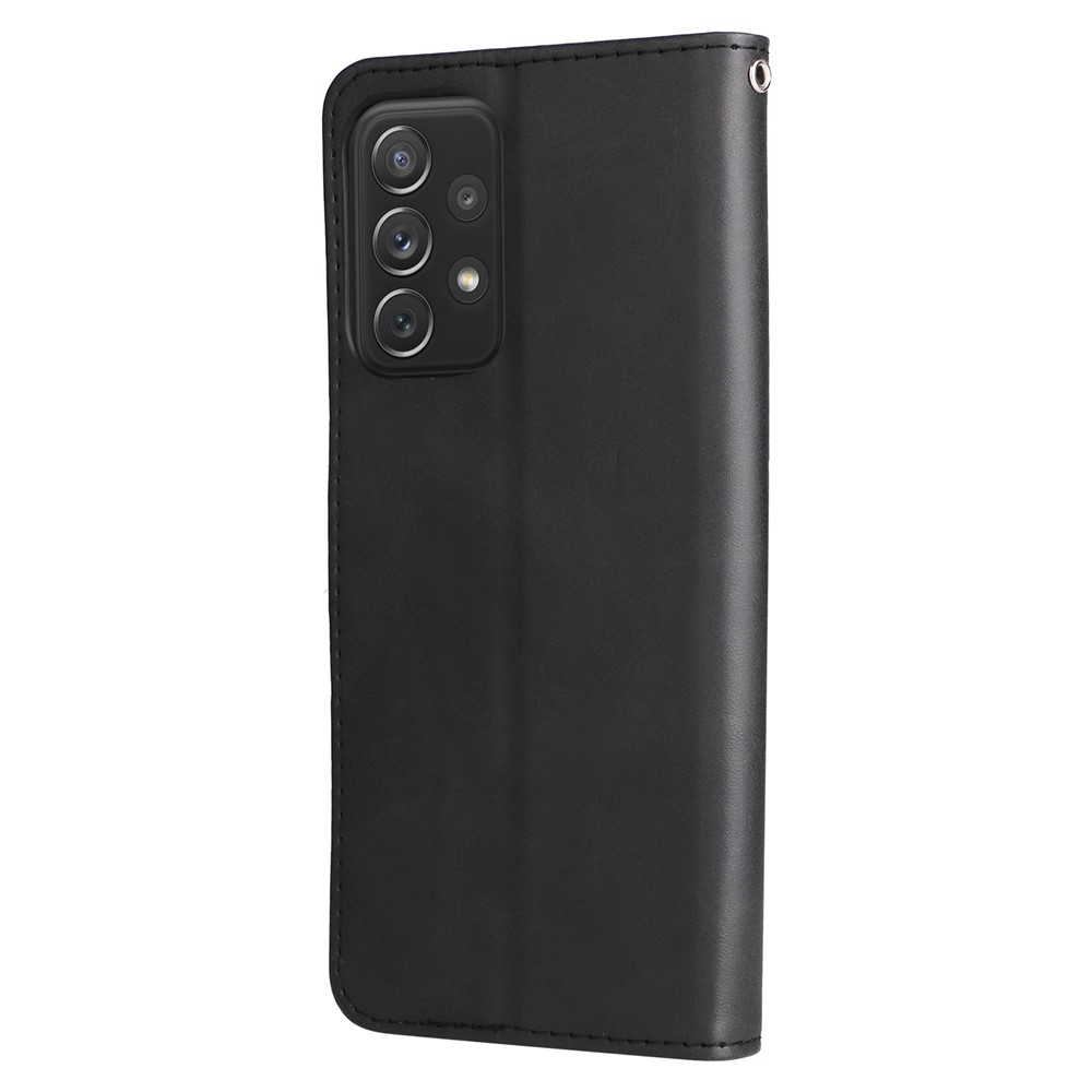 Zippered Pocket Design PU Leather Phone Case Coin Holder Wallet Stand Folding Case for Samsung Galaxy A73 5G - Black-2