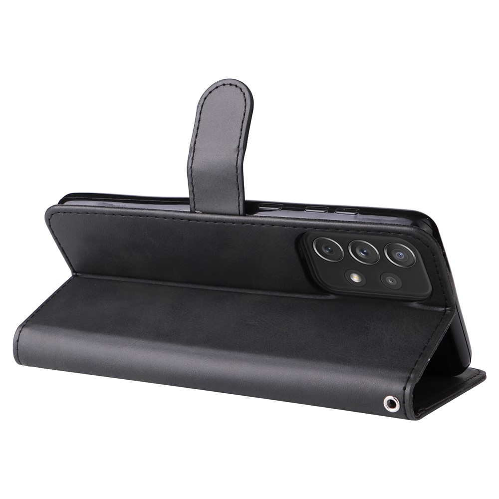 Zippered Pocket Design PU Leather Phone Case Coin Holder Wallet Stand Folding Case for Samsung Galaxy A73 5G - Black-5