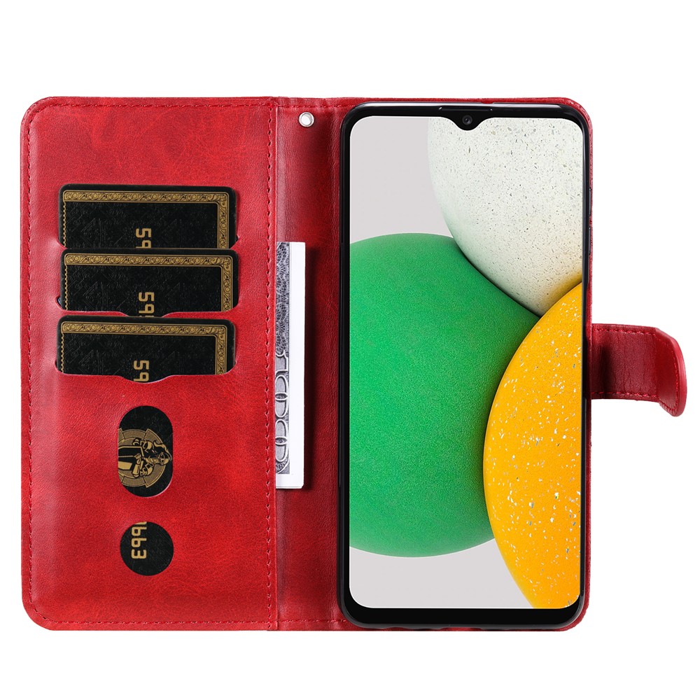 PU Leather Zippered Pocket Phone Case Coin Holder Wallet Stand Folding Case for Samsung Galaxy A03 Core - Red-4