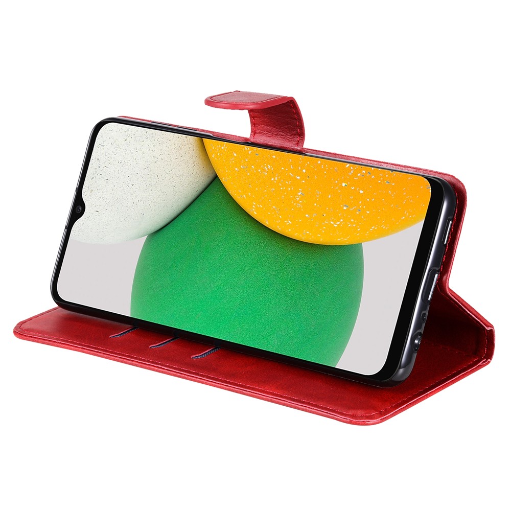 PU Leather Zippered Pocket Phone Case Coin Holder Wallet Stand Folding Case for Samsung Galaxy A03 Core - Red-7