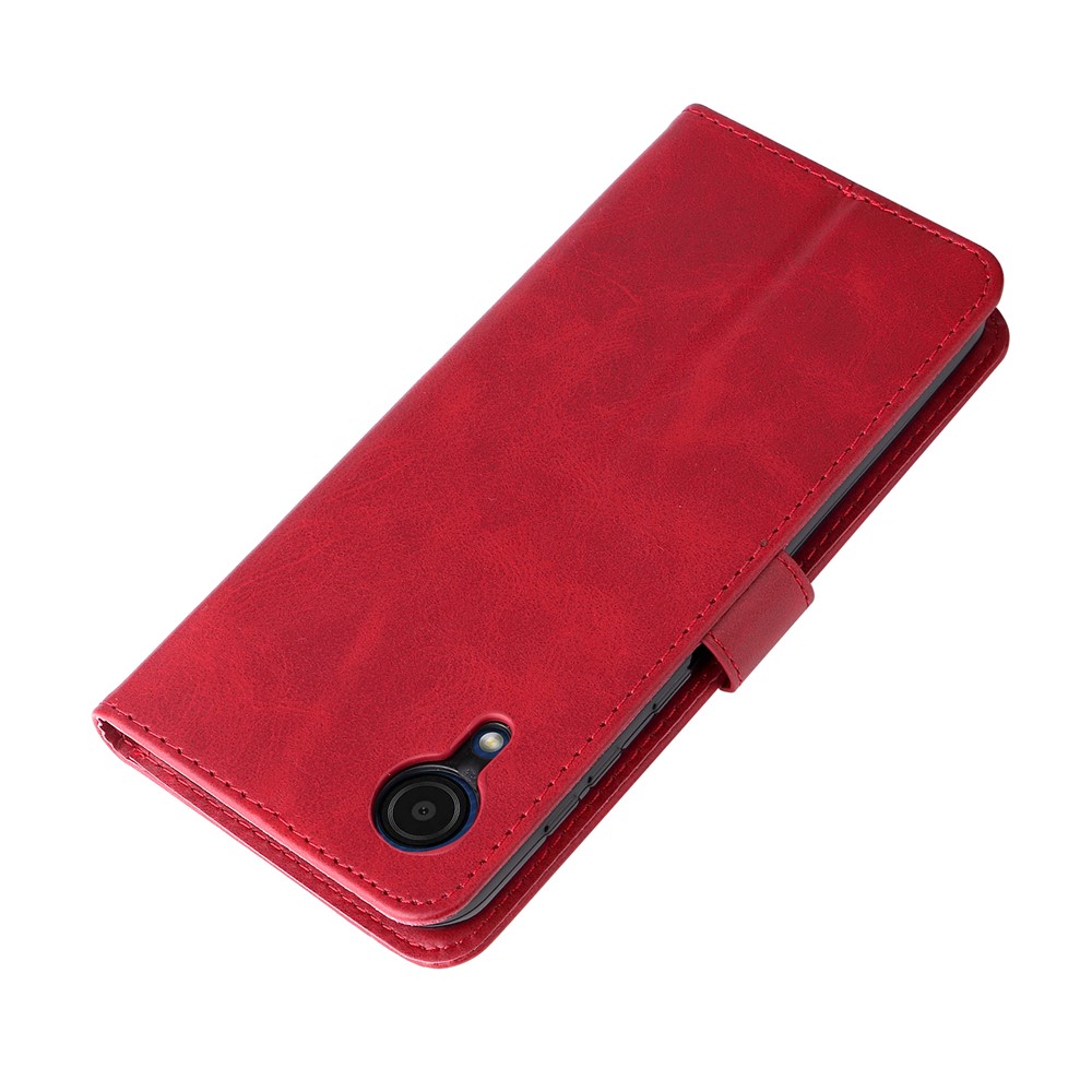 PU Leather Zippered Pocket Phone Case Coin Holder Wallet Stand Folding Case for Samsung Galaxy A03 Core - Red-8