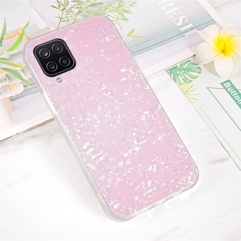 IPAKY Anti-Scratch Phone Case IMD Acrylic + Soft TPU Shockproof Phone Covering for Samsung Galaxy A12 - Pink-2
