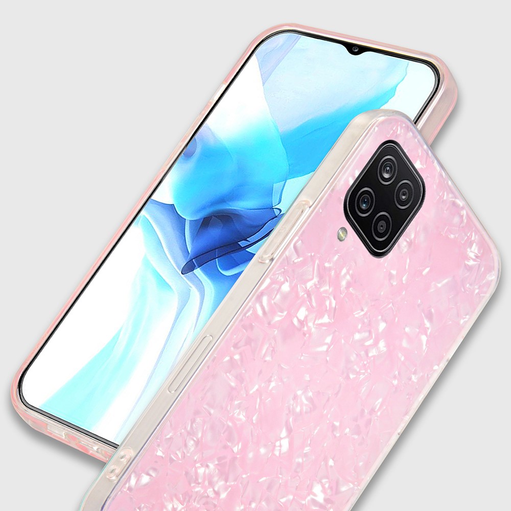IPAKY Anti-Scratch Phone Case IMD Acrylic + Soft TPU Shockproof Phone Covering for Samsung Galaxy A12 - Pink-4