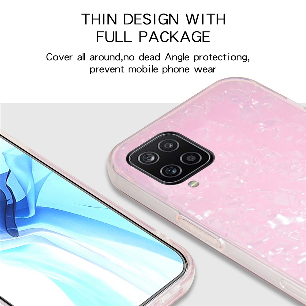 IPAKY Anti-Scratch Phone Case IMD Acrylic + Soft TPU Shockproof Phone Covering for Samsung Galaxy A12 - Pink-5