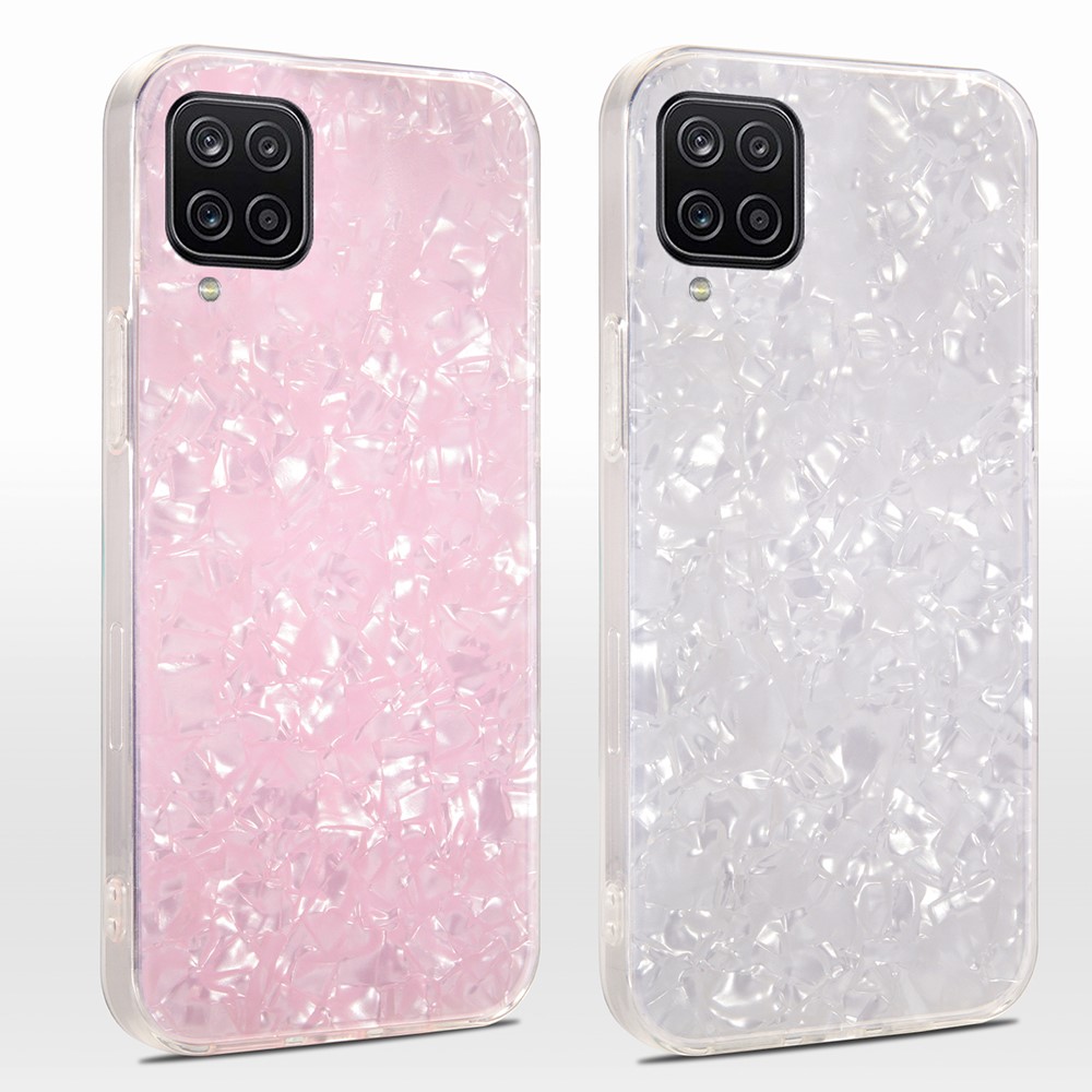 IPAKY Anti-Scratch Phone Case IMD Acrylic + Soft TPU Shockproof Phone Covering for Samsung Galaxy A12 - Pink-7