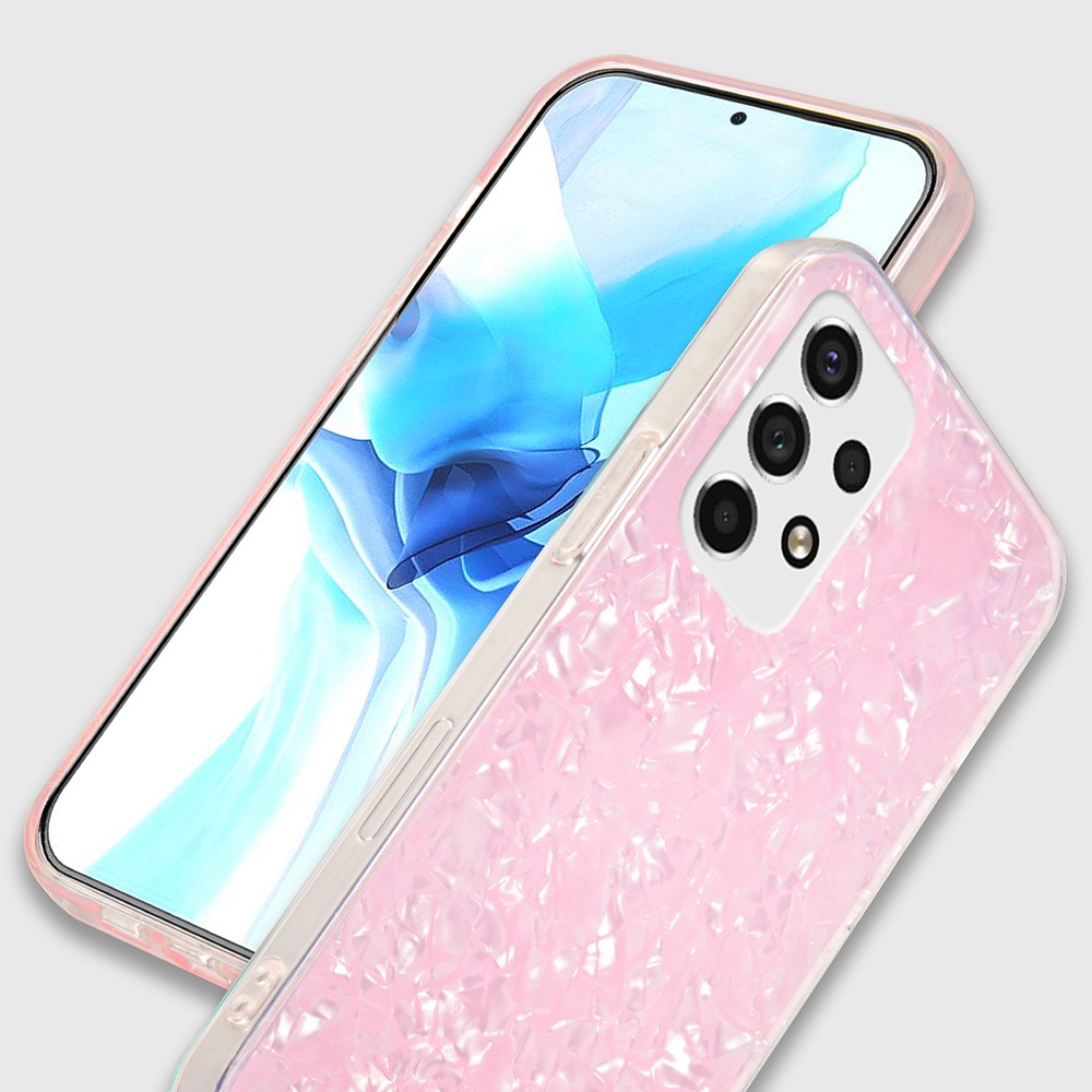 IPAKY IMD Acrylic + Soft TPU Phone Case Shockproof Phone Covering for Samsung Galaxy A53 5G - Pink-3