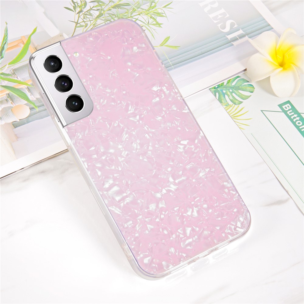 IPAKY Anti-fingerprint Cell Phone Case Bag IMD Acrylic + Soft TPU Shockproof Phone Covering for Samsung Galaxy S21 FE 5G - Pink-2