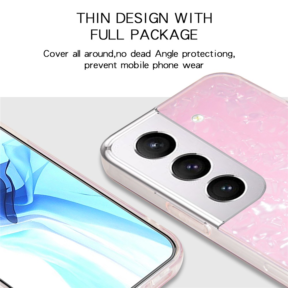 IPAKY Anti-fingerprint Cell Phone Case Bag IMD Acrylic + Soft TPU Shockproof Phone Covering for Samsung Galaxy S21 FE 5G - Pink-5