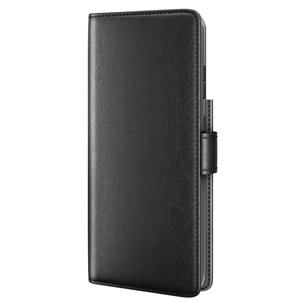 Cierre Magnético Cierre De Cuero Dividido Genuino TPU TPU Wallet Flip Cover Para Samsung Galaxy S22 5G - Negro