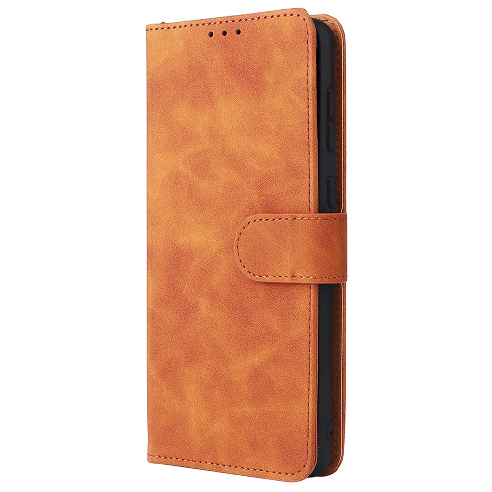 Skin-touch Feeling PU Leather + TPU Phone Cover Stand Wallet Shell Mobile Phone Case for Samsung Galaxy A73 5G - Brown-2