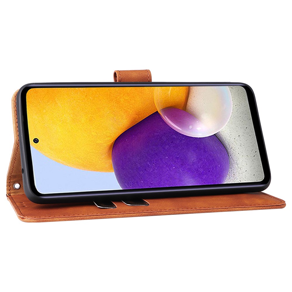 Skin-touch Feeling PU Leather + TPU Phone Cover Stand Wallet Shell Mobile Phone Case for Samsung Galaxy A73 5G - Brown-4