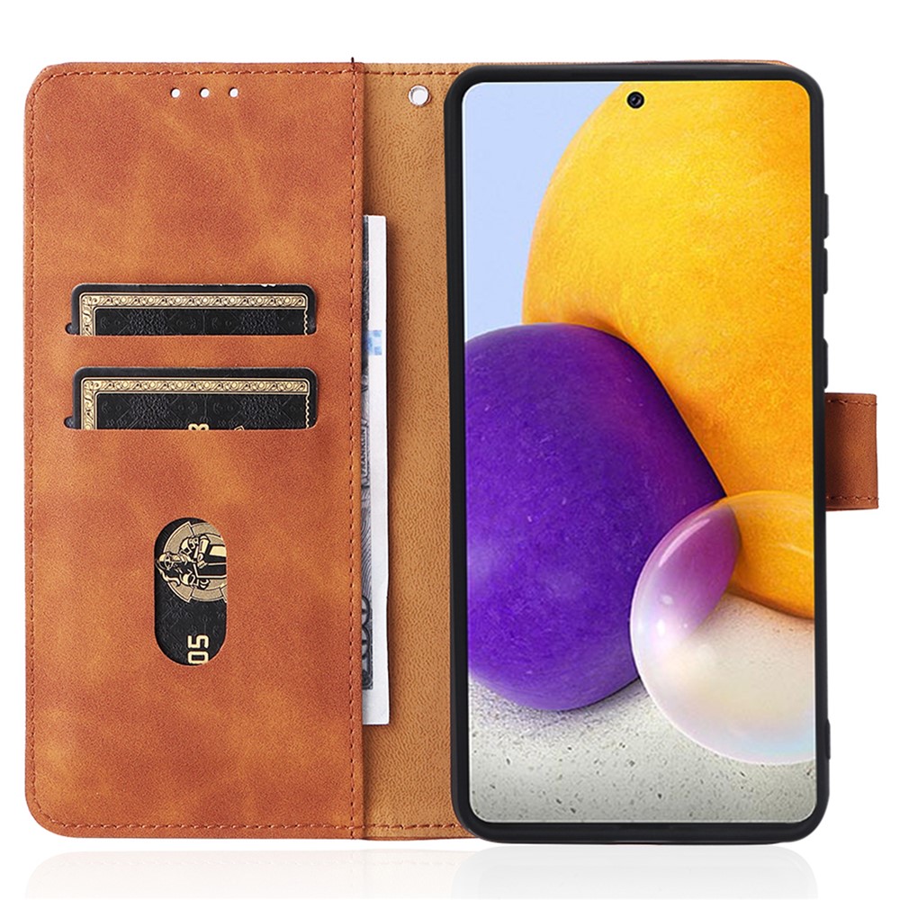 Skin-touch Feeling PU Leather + TPU Phone Cover Stand Wallet Shell Mobile Phone Case for Samsung Galaxy A73 5G - Brown-5