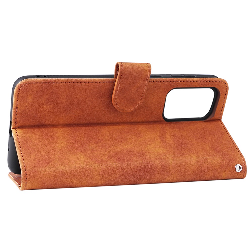 Skin-touch Feeling PU Leather + TPU Phone Cover Stand Wallet Shell Mobile Phone Case for Samsung Galaxy A73 5G - Brown-6