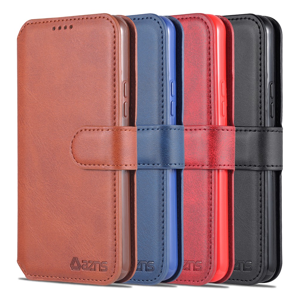 AZNS PU Leather Case Magnetic Clasp Wallet Shock Absorption Phone Cover with Foldable Stand for Samsung Galaxy S22+ 5G - Black-11